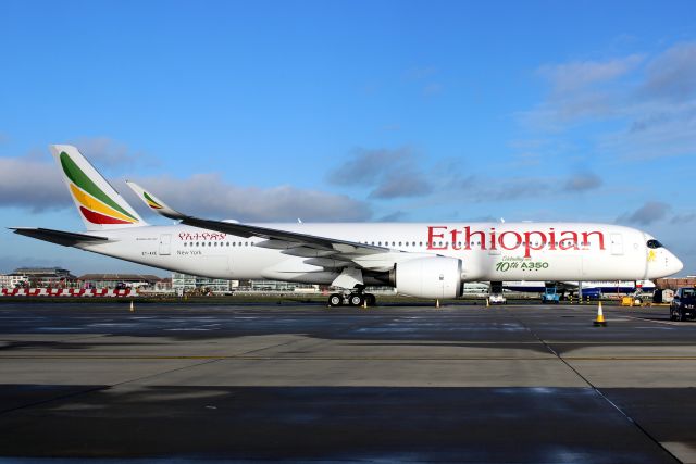 Airbus A350-900 (ET-AVE) - Parked on Stand 258 on 20-Dec-18 after operating flight ETH700 from HAAB.