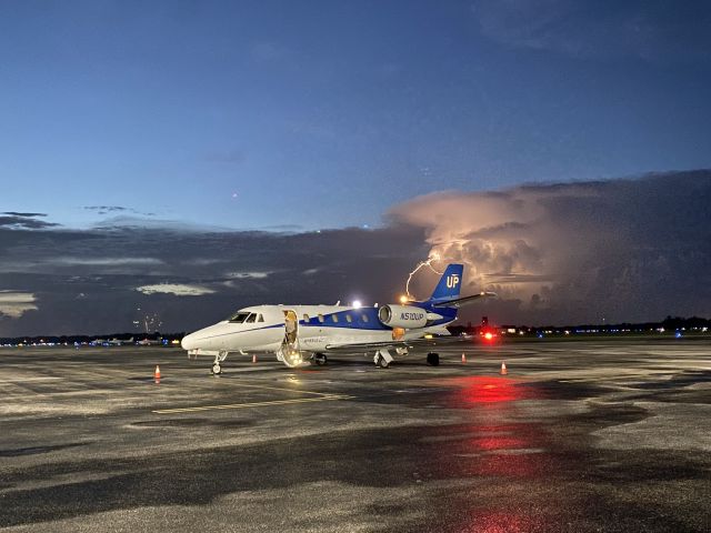 Cessna Citation Excel/XLS (N510UP) - July 4th.  Storm was just north of airport.