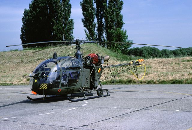 A49 — - Alouette-II helicopter with registration A49 on the parking spot of itshomebase, Bierset/Liege, Belgium