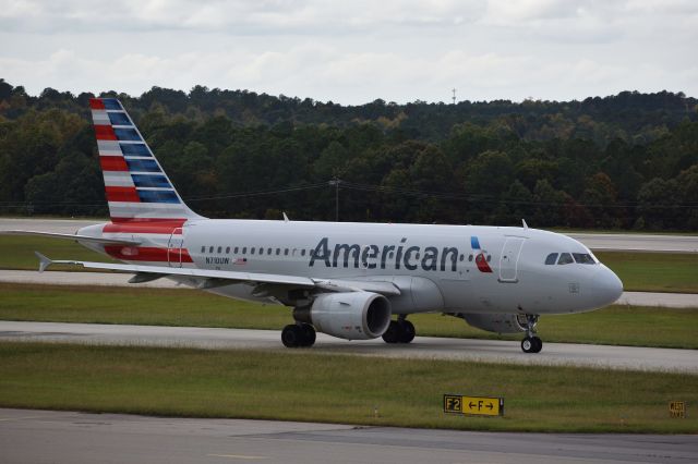 Airbus A319 (N710UW) - Seeing more and more A319s on RDU-PHL instead of the E190s.  710 looks like she has the sniffles.