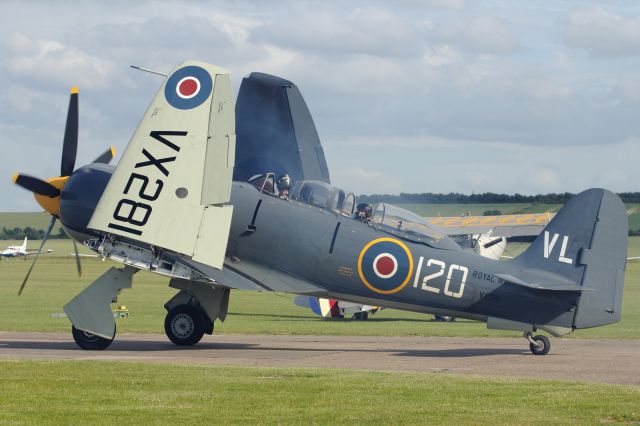 VRD281 — - Hawker Sea Fury taxies back to the flightline at Duxford Air Museum as part of Flying Legends 2012.