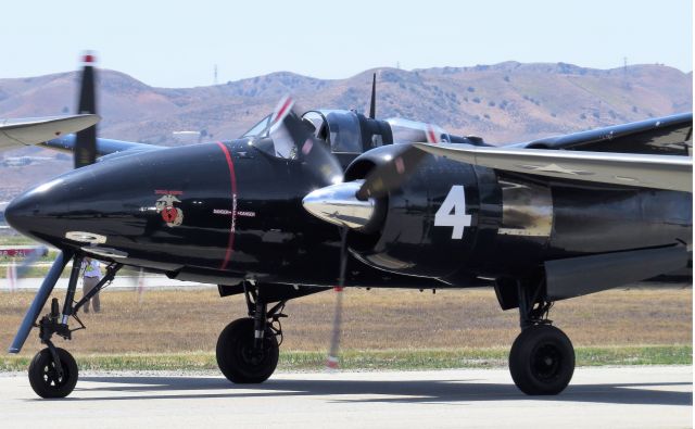 Grumman G-51 Tigercat (N909TC) - Grumman F7F-3P on taxi in at Chino Air Show - 2018