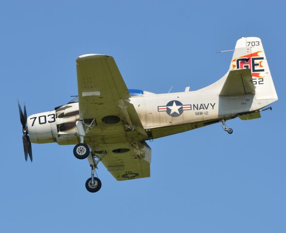 Douglas AD Skyraider (N65164) - Final approach to runway 36 at Airventure 2018.