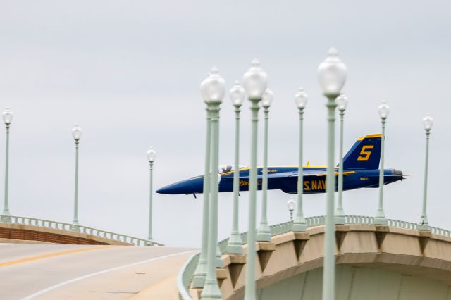 McDonnell Douglas FA-18 Hornet (16-5536) - Blue Angel flying over the US Naval Academy Bridge br /May 25, 2021