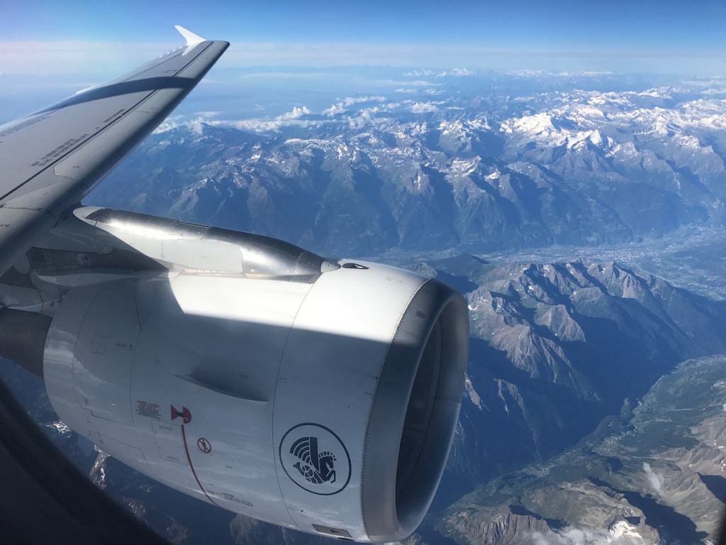 Airbus A318 — - View over the stunning Italian Alps en route to Paris