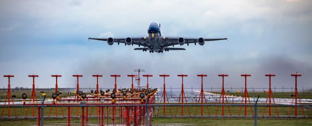 Airbus A380-800 (B-6136) - A few seconds later, and panned out a bit, China Southern Airbus A380 B-6136 departure off runway 08R at YVR for Guangzhou taken 01/01/21