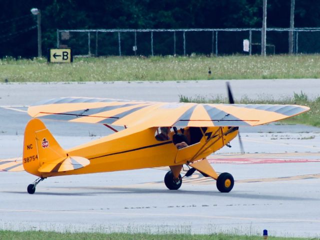 Piper NE Cub (N38754) - Taxiing for takeoff at Hickory (KHKY)