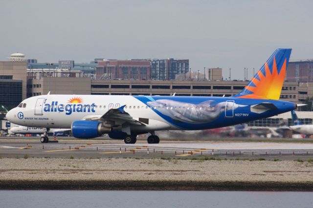 Airbus A320 (N271NV) - Allegiant's 'Winter the Dolphin' livery departing BOS on 9/5/21.