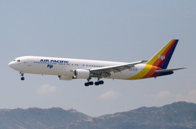 BOEING 767-300 (DQ-FJC) - Airline: Air Pacific (FJ/FJI); Airport: Hong Kong International Airport (HKG/VHHH); Camera: Nikon D7000; Date: 4 July 2011