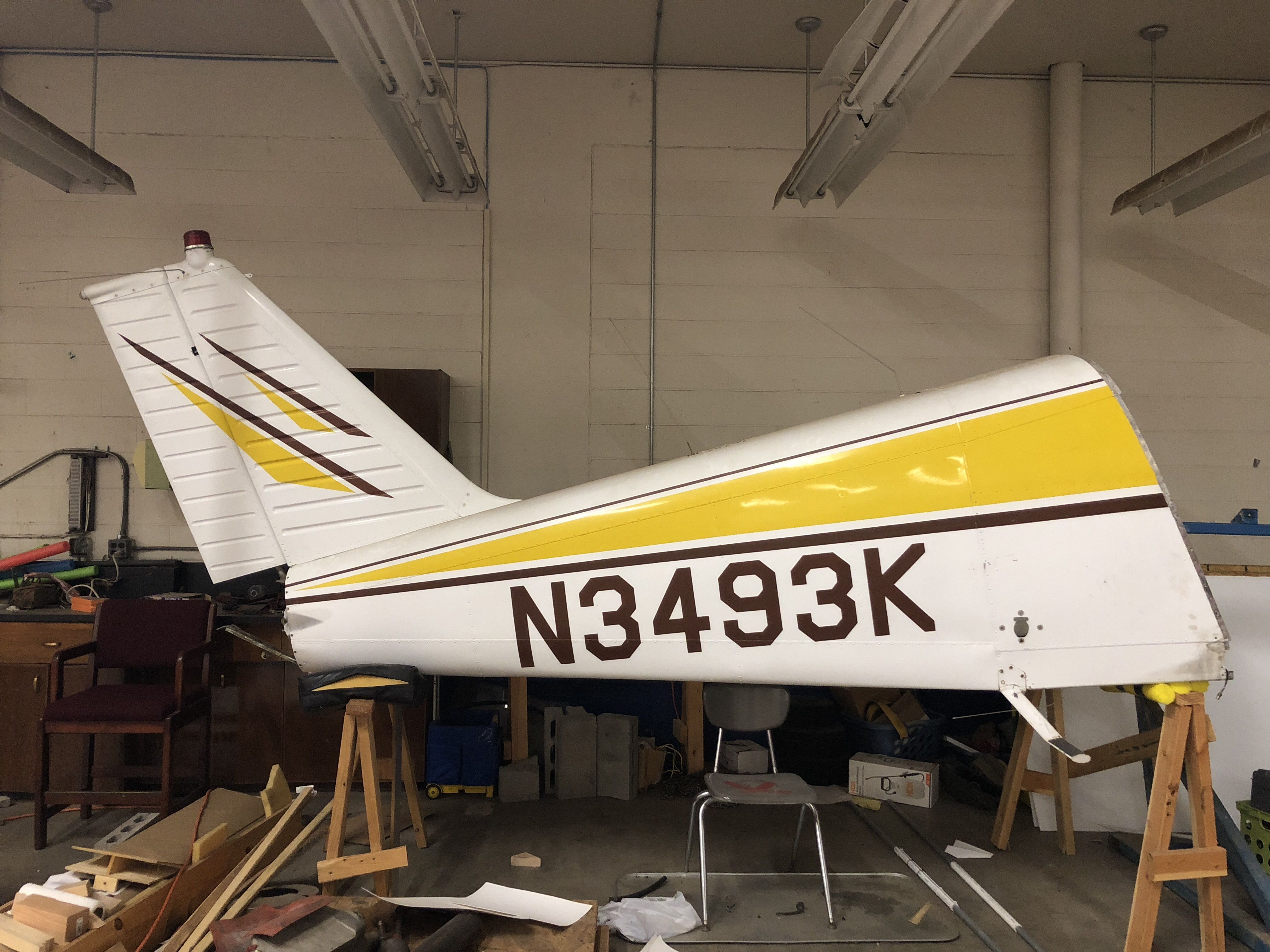 N3493K — - In the University of Oklahoma Aviation secondary maintenance hangar February 19, 2018. 