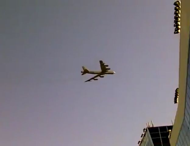 Boeing B-52 Stratofortress (61-0016) - B-52 flyover Texas Motor Speedway.