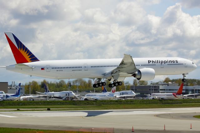 BOEING 777-300 (RP-C7773) - Philippine Airlines RP-C7773 touch and go at Paine Field April 16, 2013.