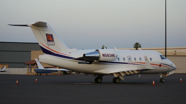 Canadair Challenger (N502HE) - Friday morning at Landmark Aviation SDL