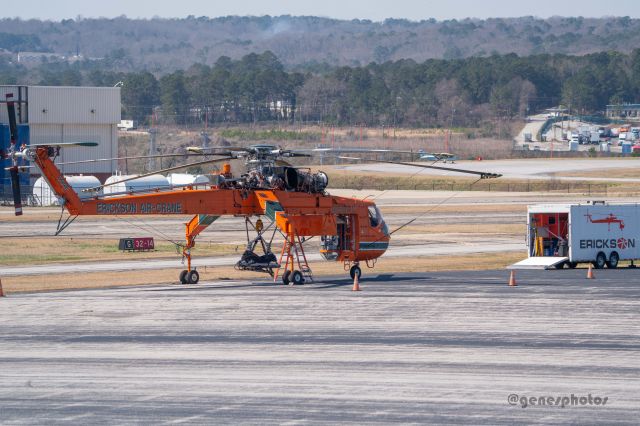 N159AC — - Captured this Erickson Sikorsky S-64F heavy lift helicopter at Fulton County Airport in Atlanta.  Viewpoint is an elevated hill above the ramp. 