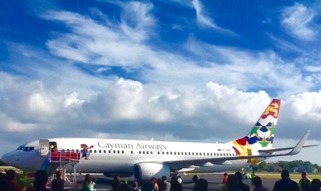 Boeing 737-800 (VP-CNG) - Cayman Airways debut 737-86Q NG at Cayman Airways Hangar General Aviation Terminal at Owen Roberts International Airport (MWCR) Dec 2016 