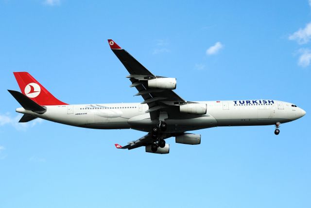 Airbus A340-300 (TC-JDN) - Turkish A340 on short final to runway 22L over Bayswater Street