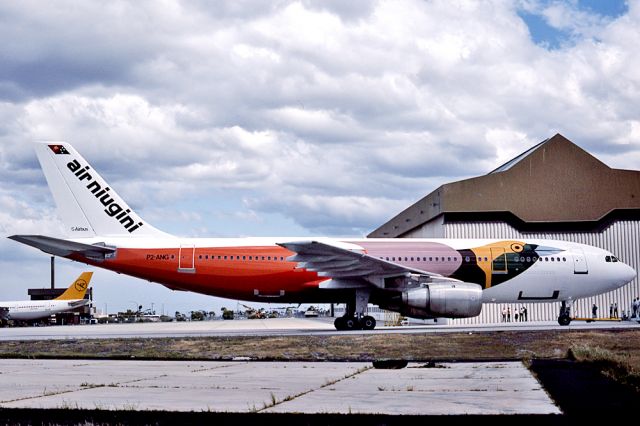P2-ANG — - AIR NIUGINI - AIRBUS A300B4- 203 REG : P2-ANG (CN 134 ) - TULLAMARINE MELBOURNE VIC. AUSTRALIA - YMML (13/6/1987)35MM SLIDE CONVERSION SCANNED AT 4600 DPI.