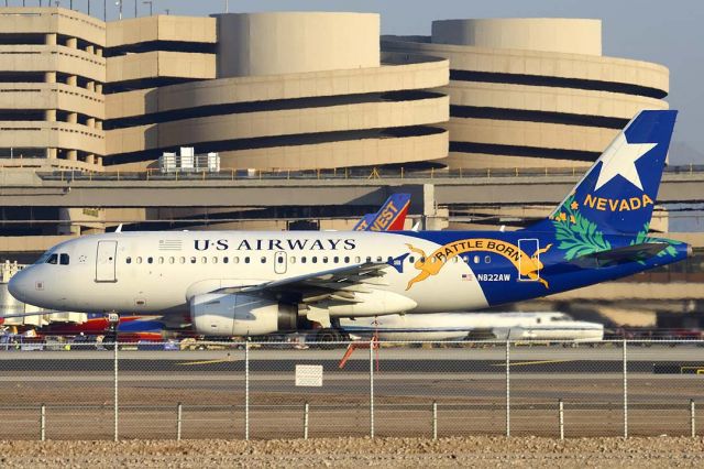 Airbus A319 (N822AW) - A319-132 N822AW Nevada departing for Sacramento International.