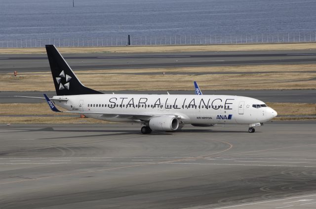 Boeing 737-800 (JA55AN) - Taxi at Haneda Intl Airport on 2012/01/10 "Star Alliance c/s"