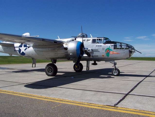 North American TB-25 Mitchell (N125AZ) - Commemorative Air Force, Arizona Wing B 25 Mitchell clearing Canadian customs at CYQL, (and thrilling onlookers)