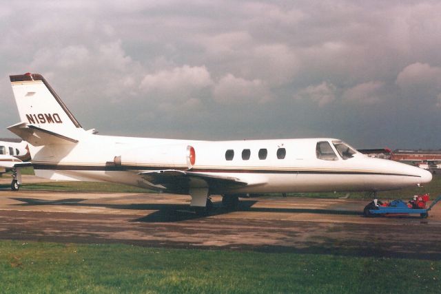 Cessna 500 Citation 1 (N19MQ) - Seen here in Apr-89.br /br /Reregistered G-PNNY 27-Nov-89,br /then transferred to Cayman Islands 13-May-92 as VR-CSP,br /reregistered VP-CSP 1-Jun-97,br /then N501LB 18-Aug-99,br /then exported to Lebanon 11-Oct-05 as OD-SAS.