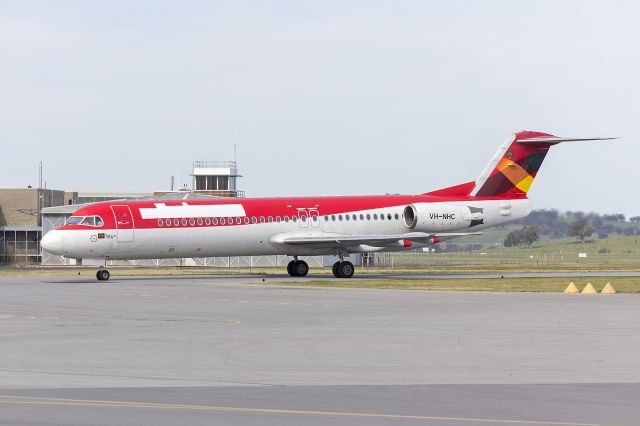 Fokker 100 (VH-NHC) - Network Aviation (VH-NHC) Fokker 100, in former Avianca Brasil livery, at Wagga Wagga Airport.