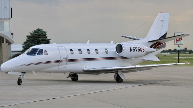 Cessna Citation Excel/XLS (N575QS) - “Execjet 575” pulling out of the FBO after being diverted from MDW due to weather/fuel. br /br /EJA575. N575QS. 2007 Cessna 560XL Citation XLS. NetJets. KVPZ. 5/31/23. 