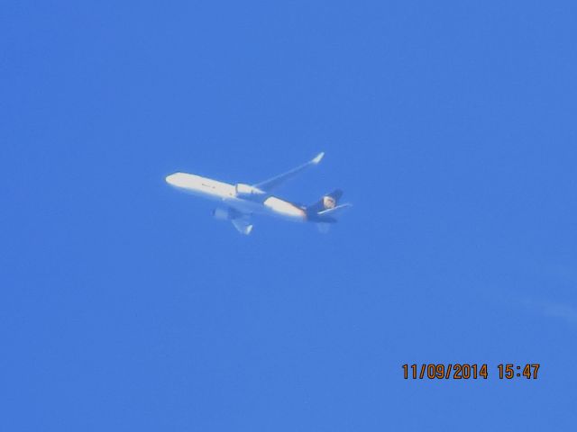 BOEING 767-300 (N351UP) - UPS flight 914 from SDF to ONT over Southeastern Kansas at 34,000 feet.