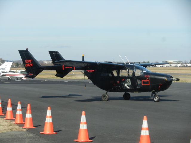 Cessna Super Skymaster (N424AF) - A Cessna O-2 Skymaster Sits On The Ramp During Young Eagles Final Rally Of 2018, This Was One Of The Planes Used And The Airplane That I Flew In, We Pulled 2 Positive Gs And 0.5 Negative Gs