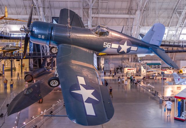 50375 — - An F4U Corsair impresses as one enters the Udvar-Hazy museum in Washington...