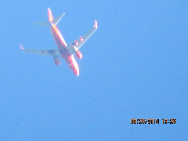 Boeing 737-700 (N782SA) - Southwest airlines flight 110 from MDW to TUL over Baxter Springs KS (78KS) at 34k feet.