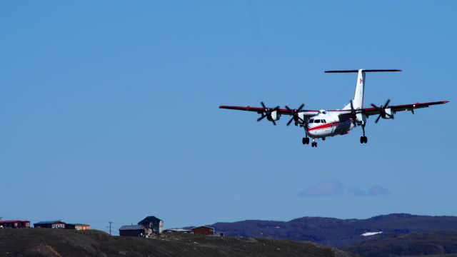 De Havilland Canada Dash 7 (C-GCFR) - C-GCFR, a Dash 7, DHC-7-102, operated by the National Aerial Surveillance Program. Landing at the Iqaluit airport, July 2, 2017