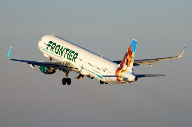 Airbus A321 (N718FR) - Climbing off of 22-L on 02-14-18 early in the morning.