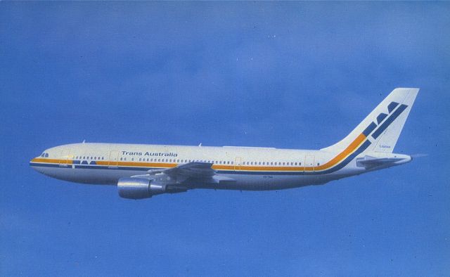 Airbus A300F4-200 (VH-TAI) - scanned from postcardbr /trans australia