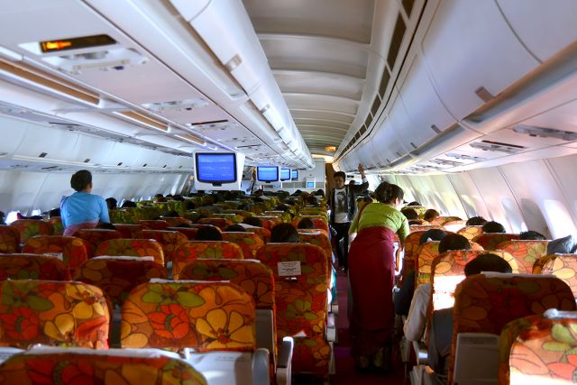 Airbus A310 (S2-ADF) - 8th Jan., 2014. At flight level somewhere between Kathmandu and Dhaka. This aircraft is one of the last on Bimans fleet with the old 80s style interior decor.