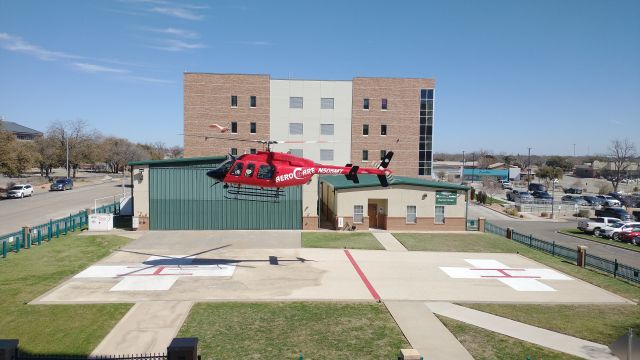 Bell 407 (N505MT) - N505MT Landing at Shannon Main in San Angelo Texas.