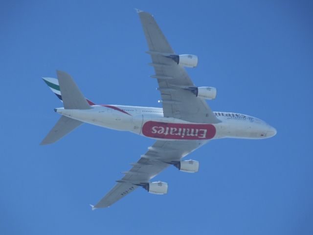 Airbus A380-800 (A6-EDA) - EK412 prior to turn to commence final approach to Auckland Airport.br /This is the oldest A380 in the Emrates fleet.