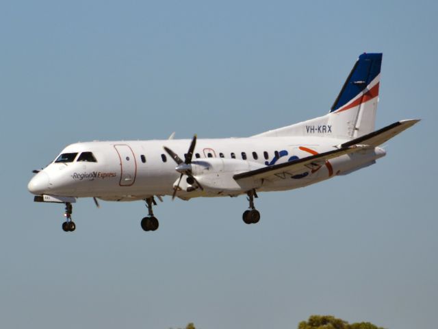 Saab 340 (VH-KRX) - On short finals for runway 05. Thursday 12th April 2012.