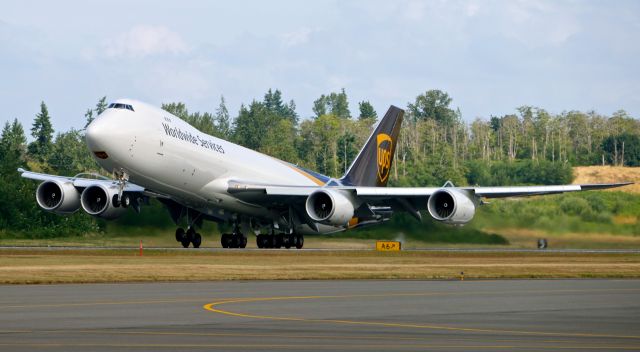 BOEING 747-8 (N622UP) - BOE686 #N622UP B747-8F (ln 1560 / cn 65784) on rotation from Rwy 16R for a C1 flight on 8.7.20.