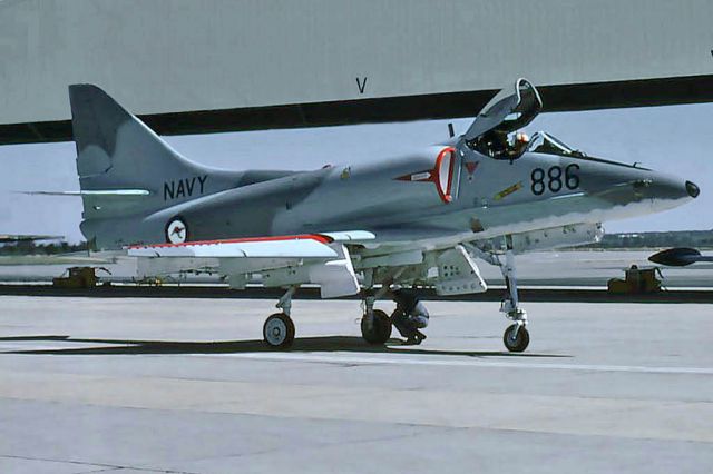 SINGAPORE TA-4 Super Skyhawk (N886) - Douglas A-4G Skyhawk RAN 886, RAN 805 sqn RAAF Peace November 1978.