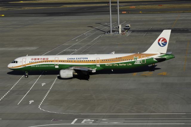 Airbus A321 (B-2290) - Taxing at Haneda Intl Airport on 2012/12 "Shanghai Expo 2010 c/s"