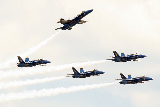 McDonnell Douglas FA-18 Hornet — - Blue Angels over Boston Harbor (7/4/12)