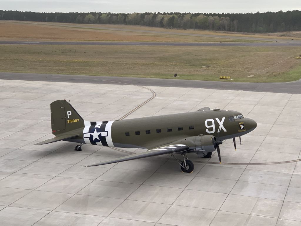 Douglas DC-3 (N150D) - From the tower.