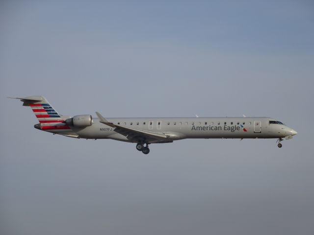 Canadair Regional Jet CRJ-900 (N907FJ) - Mesa air shuttle CRJ-900 landing in Fargo. 