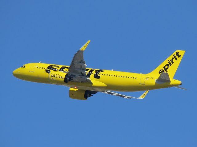 Airbus A320 (N903NK) - The A320NEO engines sound more powerful yet quieter than the A320CEO engines. N903NK is seen climbing out of SAN on a nice, sunny winter day. Jan 2017