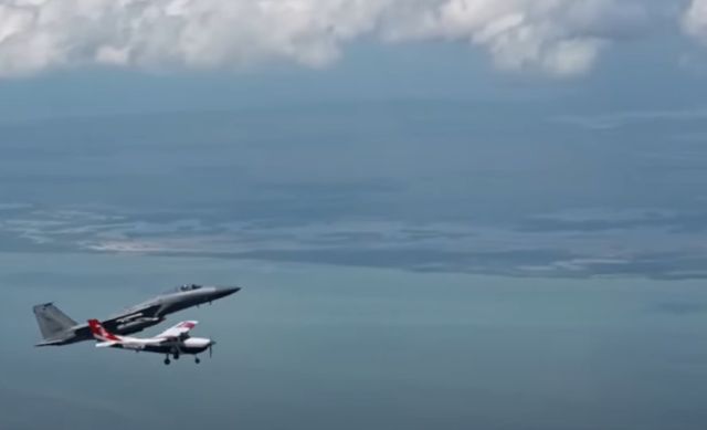 Cessna Skylane (N268CP) - F-15 Eagle Intercepting a Cessna 182 for a demo near Homestead AFB
