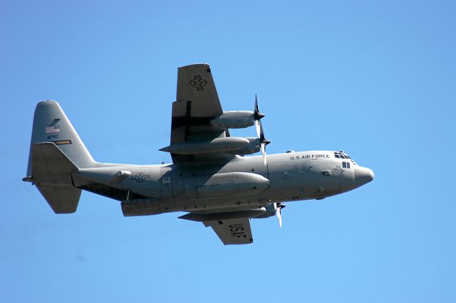 — — - C-130 from the 133rd Airlift Wing MN Air National Guard Ready for Air Cargo Drop at Hardwood Range Central Wisconsin USA