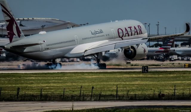 Airbus A350-900 — - Touching down after a long flight from Dubai 