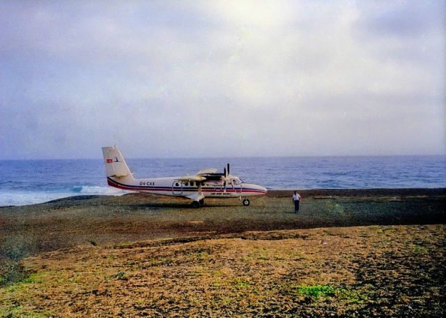 De Havilland Canada Twin Otter (D4-CAX) - 1988 - The Islands main Airport, Sao Filipe was on repairs (for over 10 years), so this was the only option. A short dirt runway, they had to scare away the goats before landing. 
