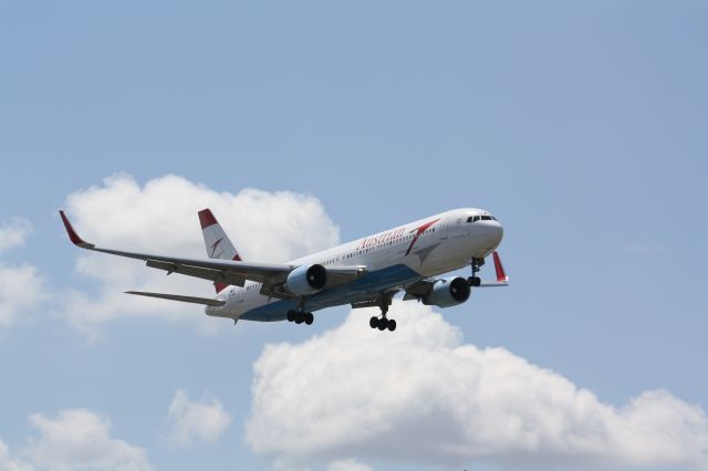 BOEING 767-300 (OE-LAE) - Interesting winglets on this 767,Landing At Lester B. Pearson Int,l Airport,Toronto,Canada,CYYZ/YYZ